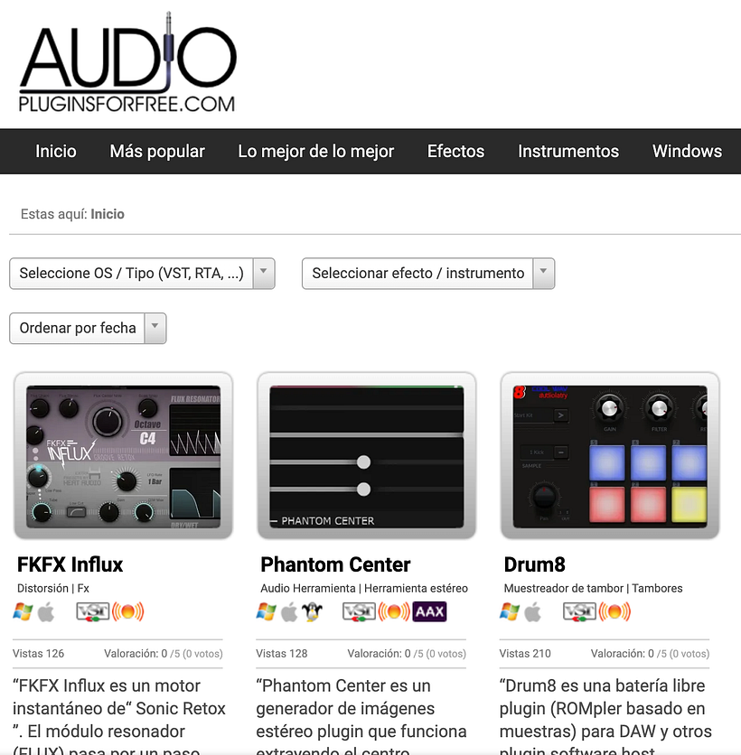 Audio plugins for free permite reseñas.
