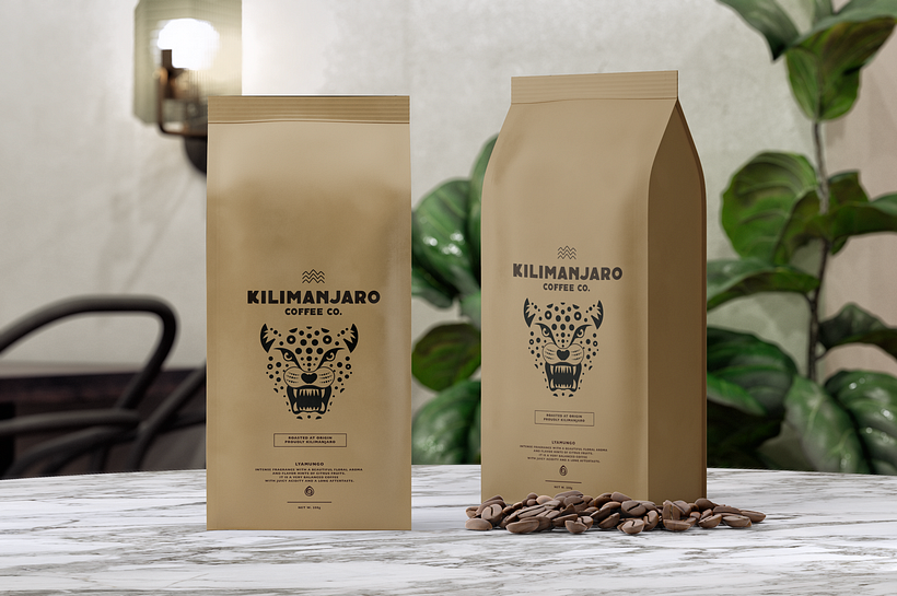 Catalina Estrada's illustration for Kilimanjaro Coffee Co's packaging