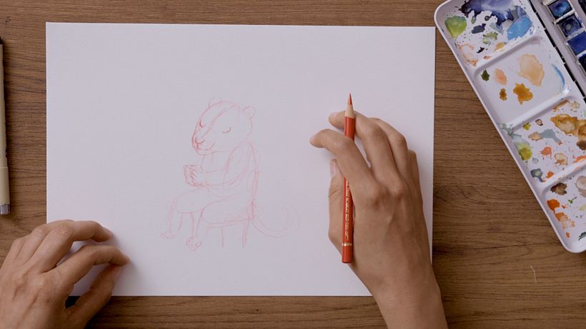 Create the pencil sketch first.