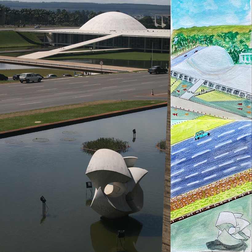Imagem que serviu de inspiração: Brasília, DF, Brasil, Congresso Nacional e Itamaraty