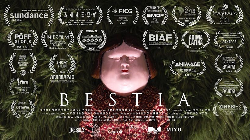 'Bestia' del director chileno Hugo Covarrubias, es una de las nominadas a mejor cortometraje de animación. 