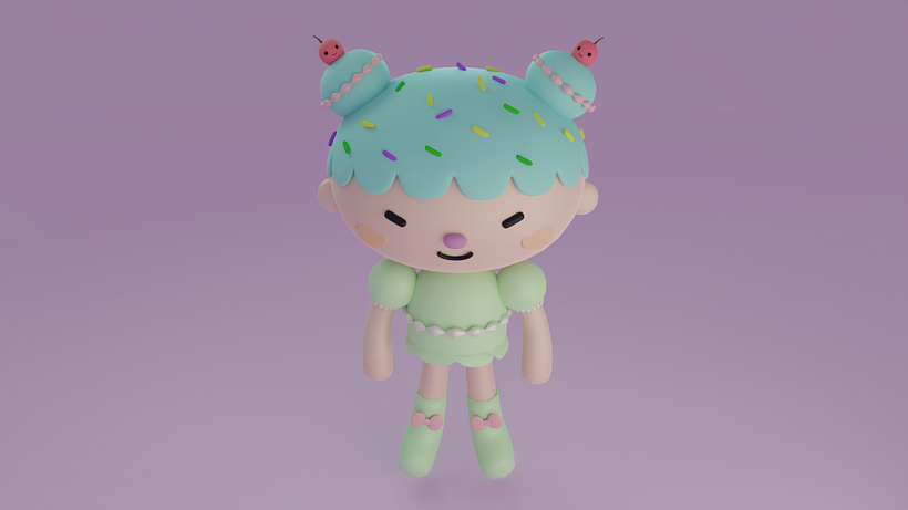 Personaje Kawaii del curso de Creación de personajes kawaii en 3D con Blender 