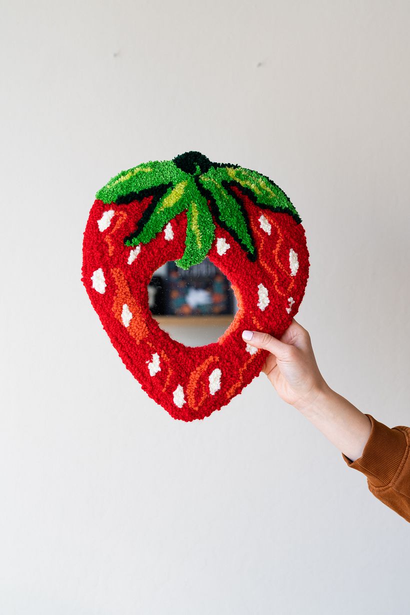 Strawberry punch needle mirror 1