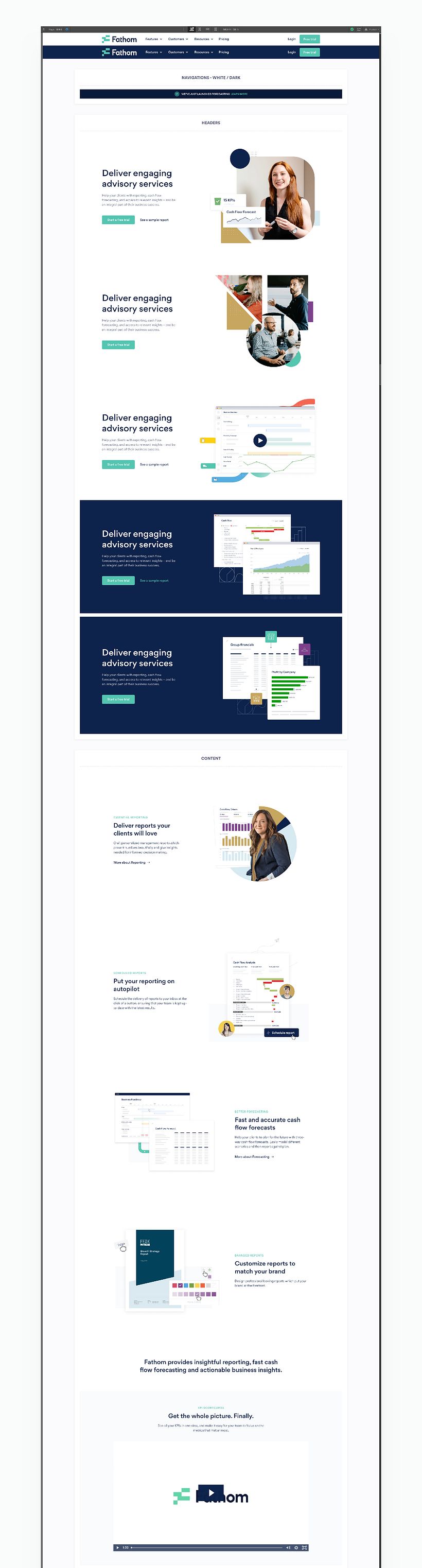 Preview of the Fathom UI Kit build in Webflow