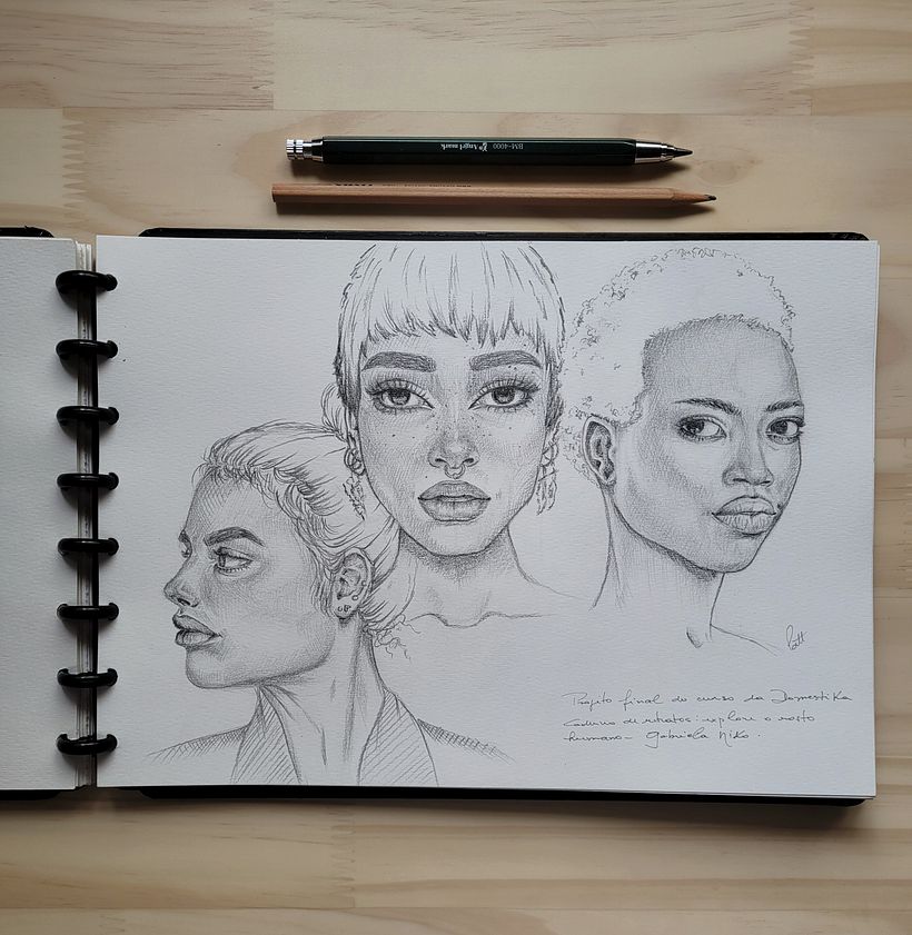Meu projeto do curso: Caderno de retratos: explore o rosto humano - Skizzenentwurf