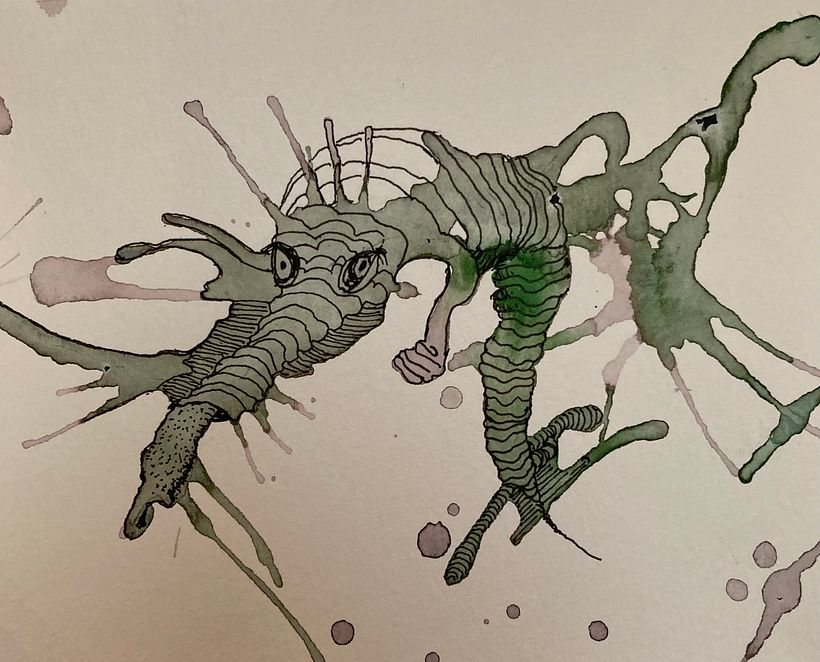 Playing with ink wash drips