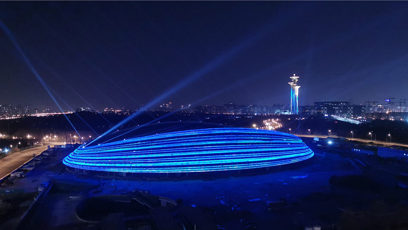 A Arena "Fita de Gelo" se inspirou num antigo jogo chinês praticado na neve. Fotografia: cortesia Populous