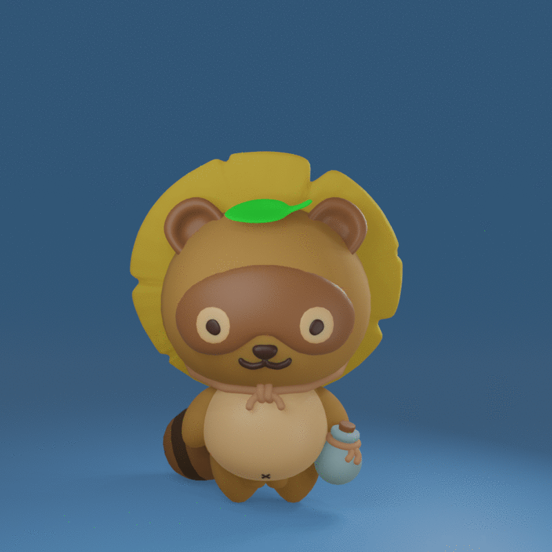 Tanuki animated using eevee