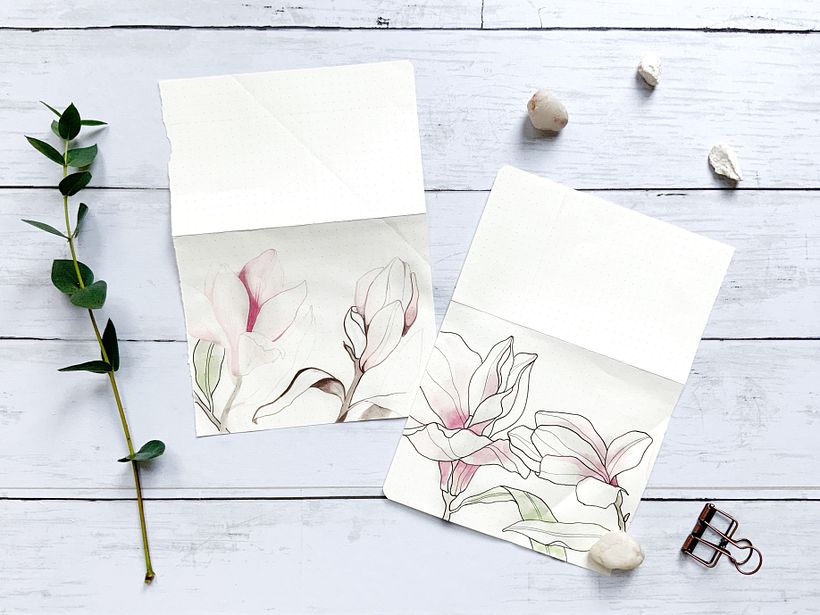Some rough sketches I completed on scrap paper, these helped me decide my colour palette and rendering techniques 