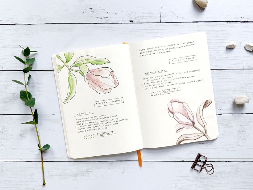 Painting with gouache. Adding different styles of painting to my journal