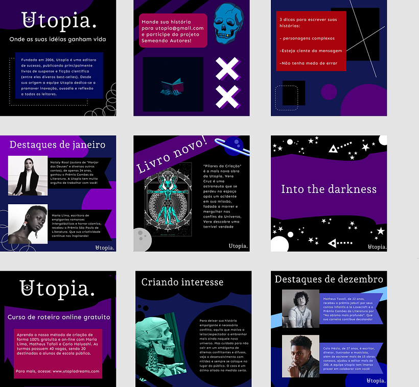 Posts de uma empresa fictícia chamada Utopia