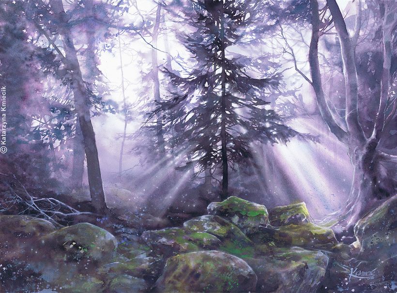 "Solitude in the Semi-Darkness", watercolor on paper, 56x76 cm