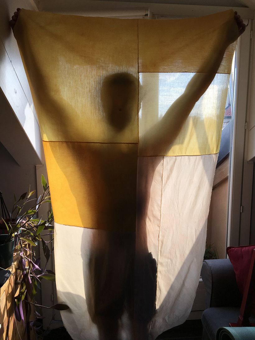 My curtain made from naturally dyed plants and recycled textile 1