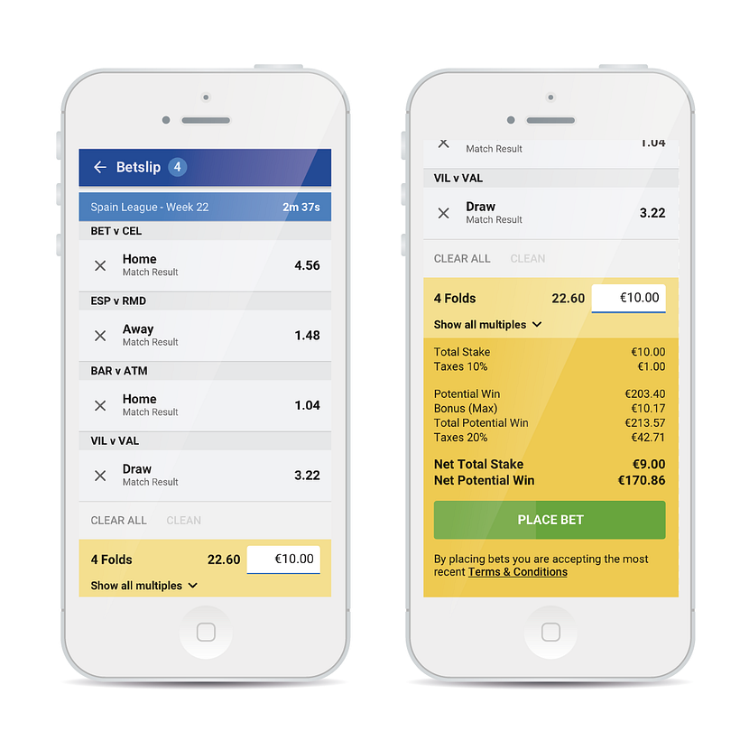 The betslip has the challenge of showing a lot of complex information, such as the matches selected and bet details
