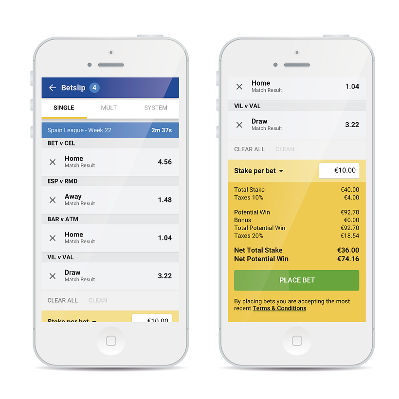 Another scenario that should be contempleted was the tab model, which needs to separate the differente types of bets