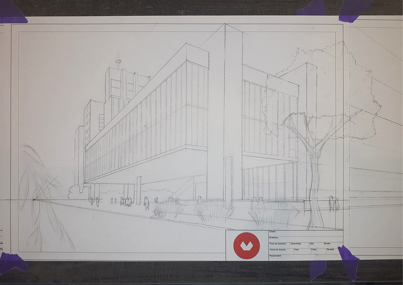 Pencil drawing of the MASP Building