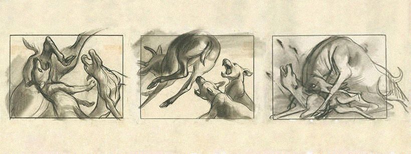 Um dos esboços de Retta Scott para 'Bambi' (1942). Via The Walt Disney Family Museum