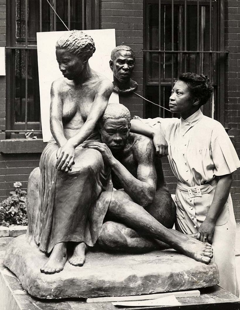 Augusta Savage with her sculpture historical black artists