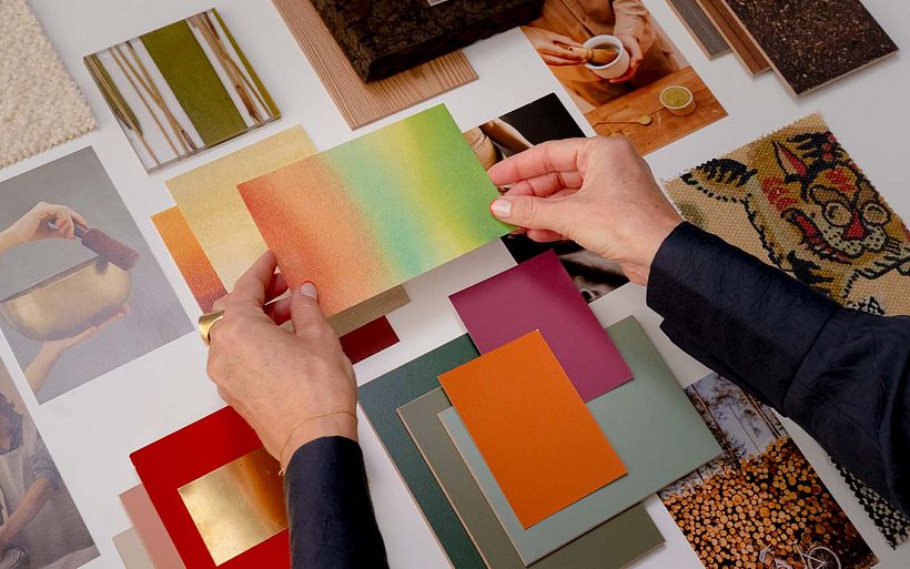 Your mood board will combine photography with samples and materials.