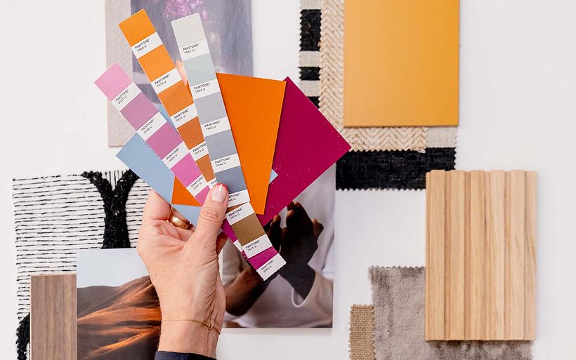 Your materials and other samples should fit an overall color scheme, to give a coherent feel.