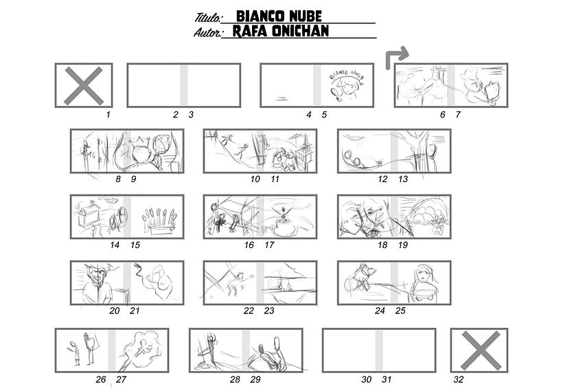 Comencé pensando en la historia o cuento que quería y luego hice mi storyboard.