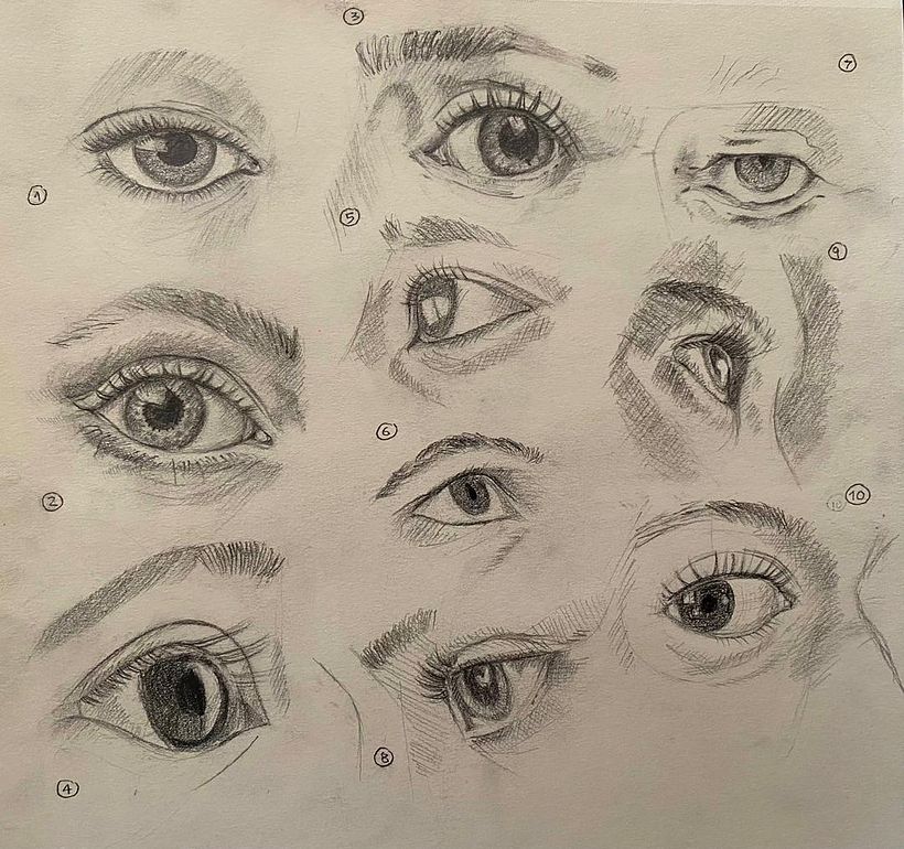 Les 10 premieres esquisses d'yeux