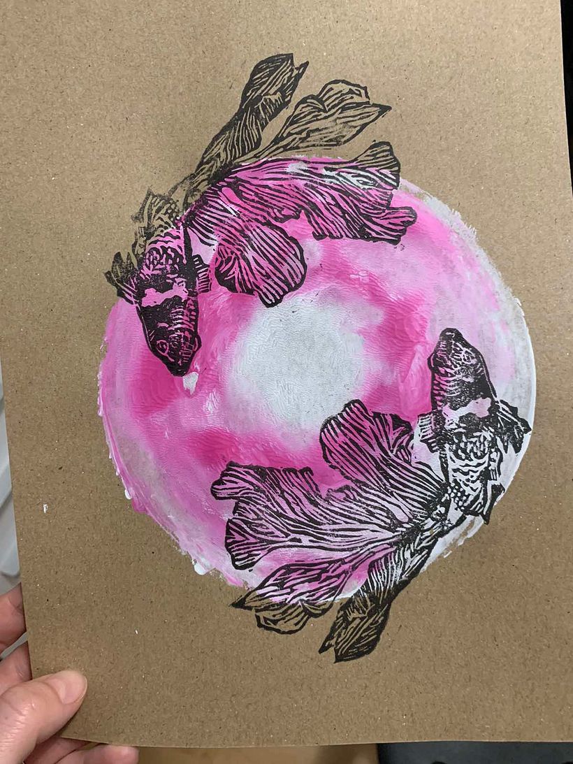My project in Contemporary Printmaking with Linoleum course 4