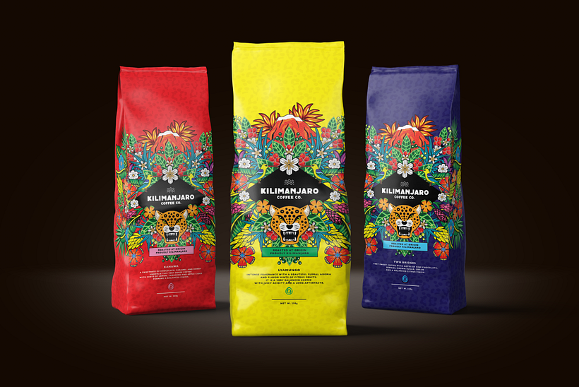 Weitere Illustration von Catalina Estrada für die Verpackung einer Kaffeemarke. 