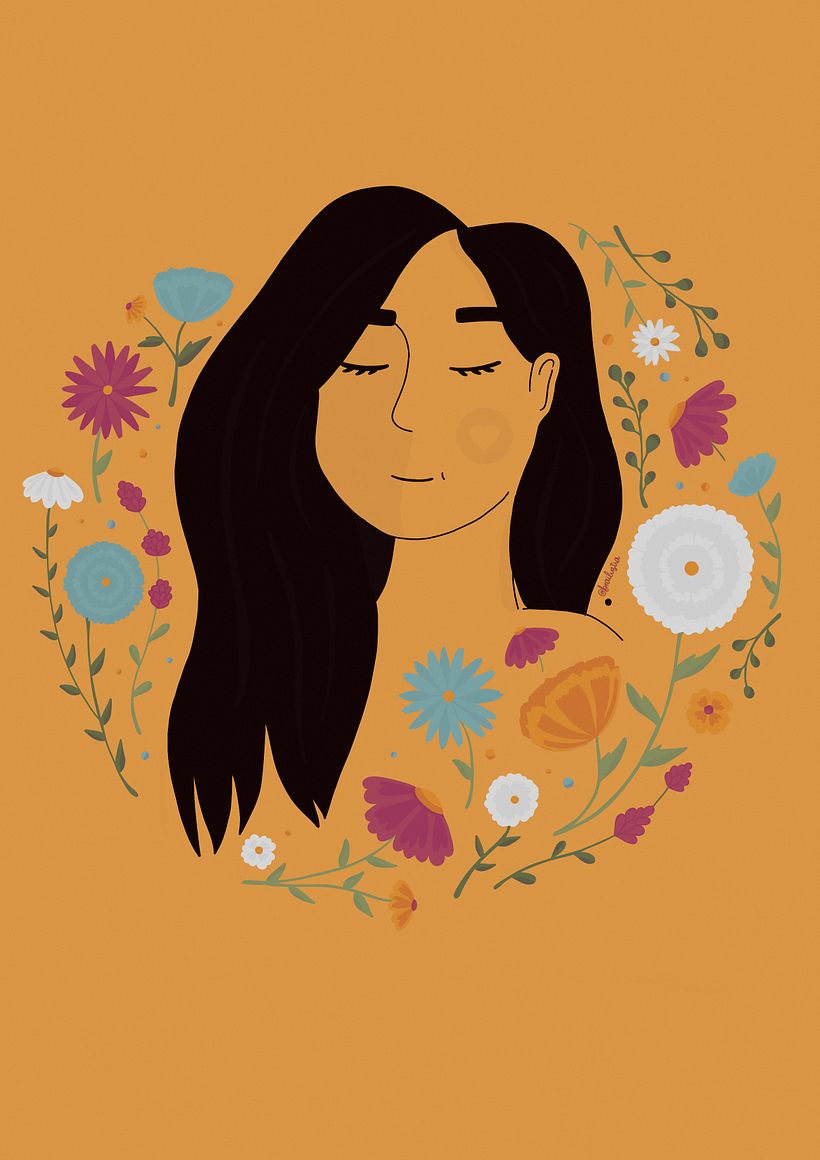 Meu projeto do curso: Retrato ilustrado com elementos botânicos 3
