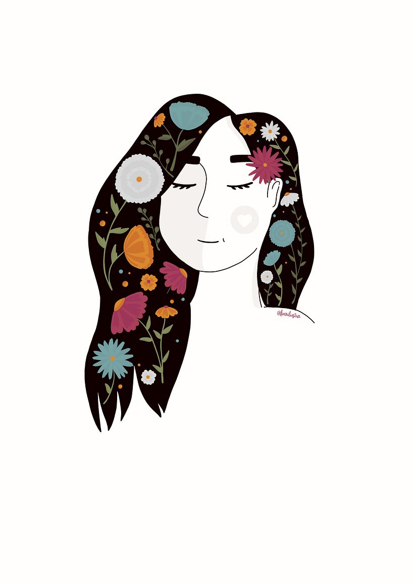 Meu projeto do curso: Retrato ilustrado com elementos botânicos 3
