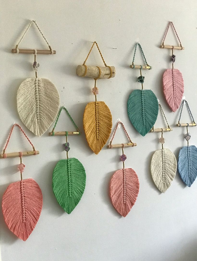 Painéis com folhas de macrame 3