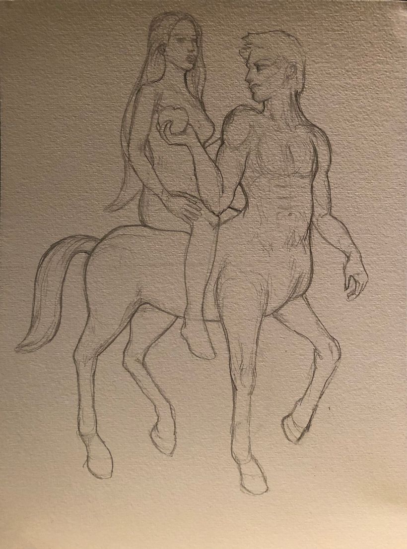 Pencil sketch of “the Lovers”