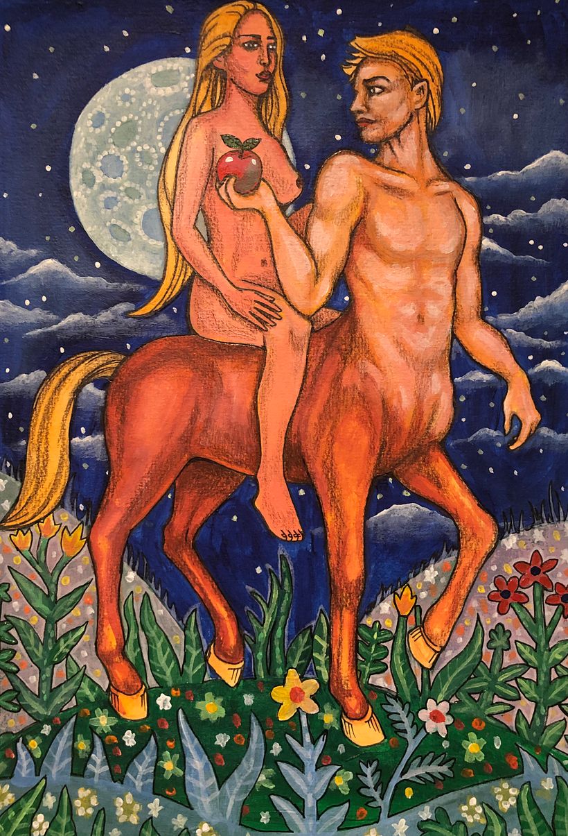 Completed card, the Lovers