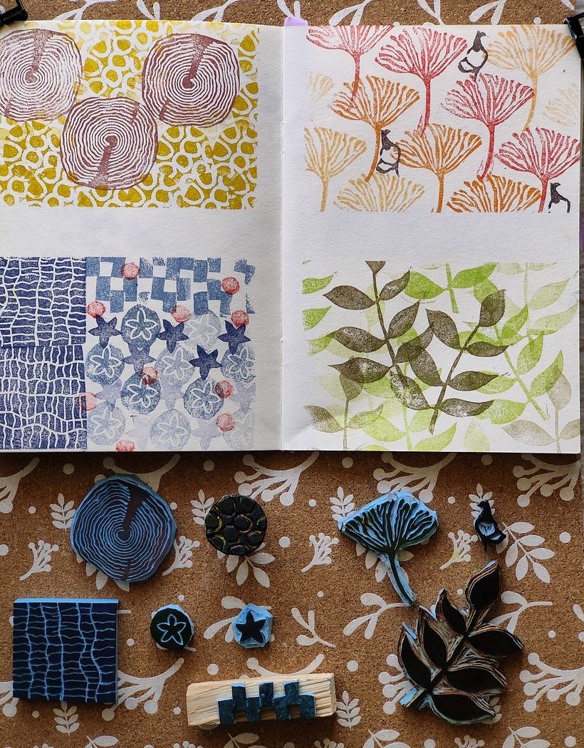 Mon projet du cours : Illustrations avec des tampons faits main 1