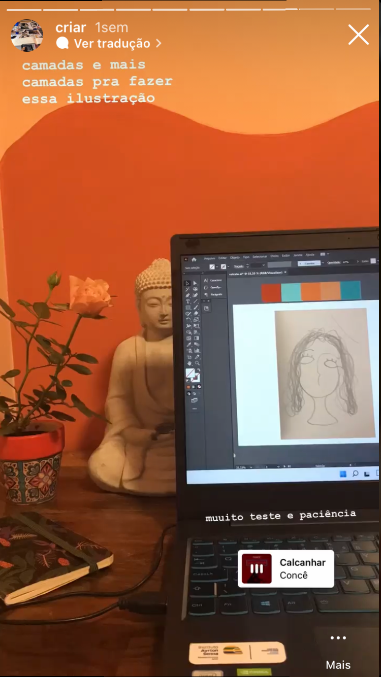 time-lapse para o instagram, em que mostrei as várias camadas usadas