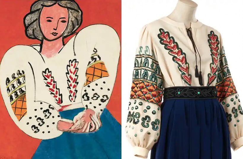 La Blouse Romaine, Matisse and YSL's blouse. Photo: Succession H. Matisse/Fondation Pierre Bergé-YSL and Nicolas Mathéus.
