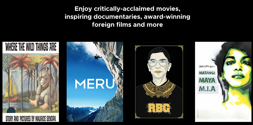 A sample of the films available on the Kanopy website.