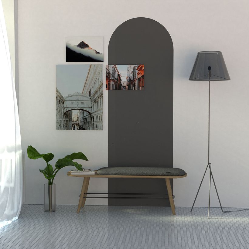 Composición de la escena con materiales.