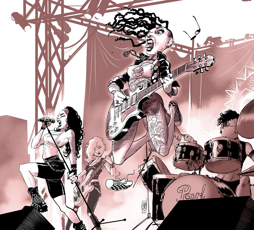 Rock n roll girls - Illustration traditionnelle