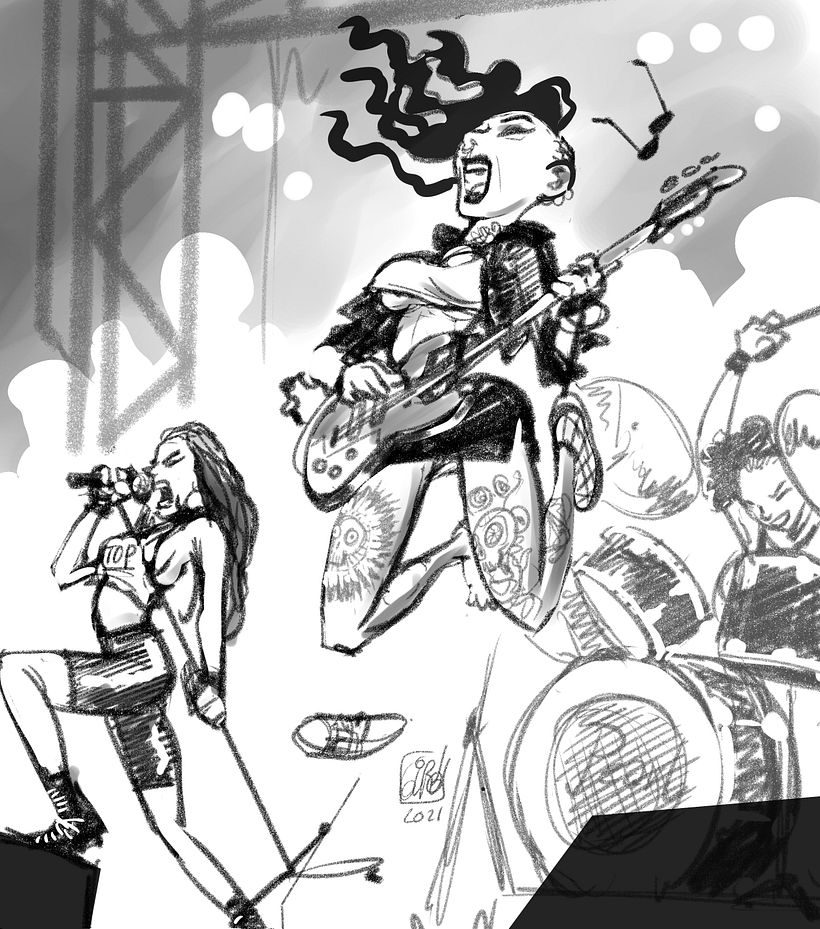 Rock n roll girls - Illustration traditionnelle