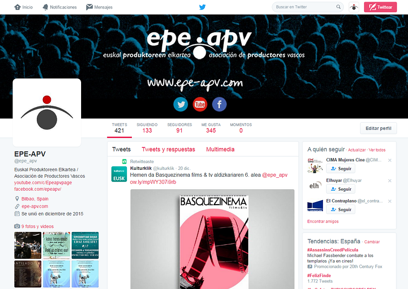 Cuenta de twitter de EPE/APV
