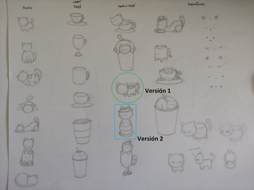 Los distintos bocetos.