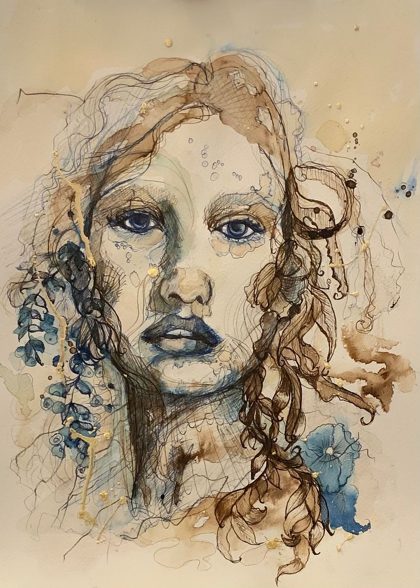 Now completely finished after adding gold leaf, not sure if I preferred it without.