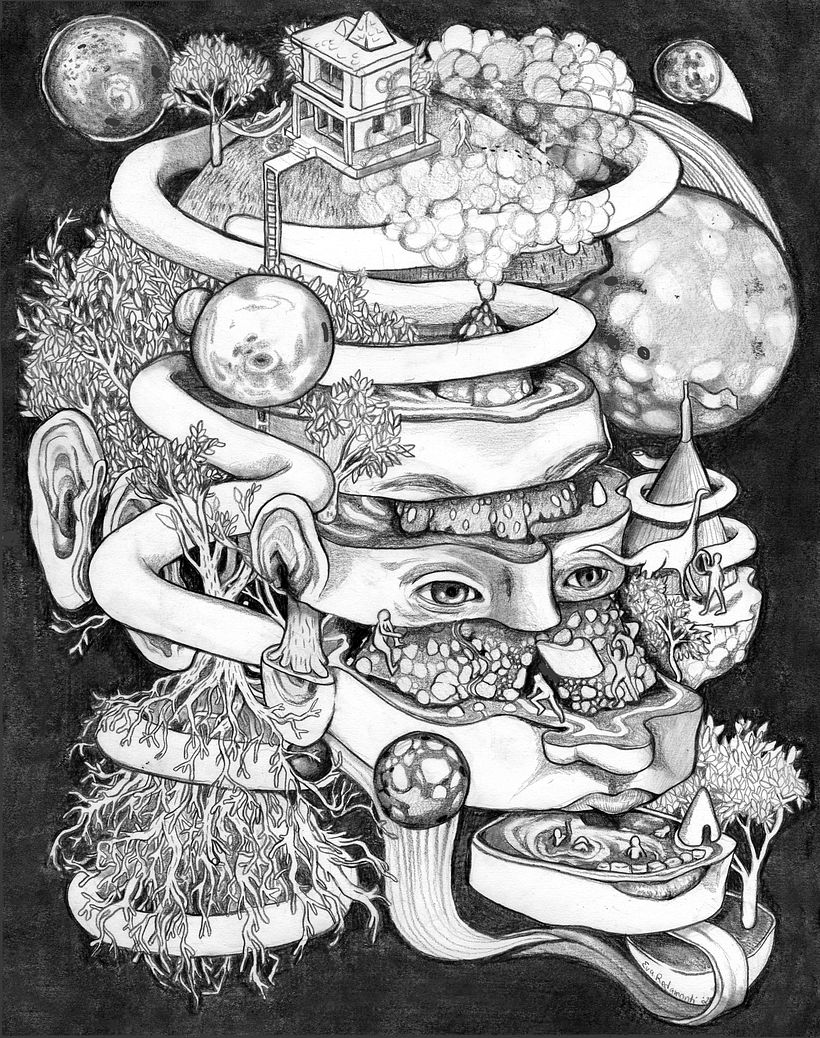 Planety, 11 x 14, grafit na papierze