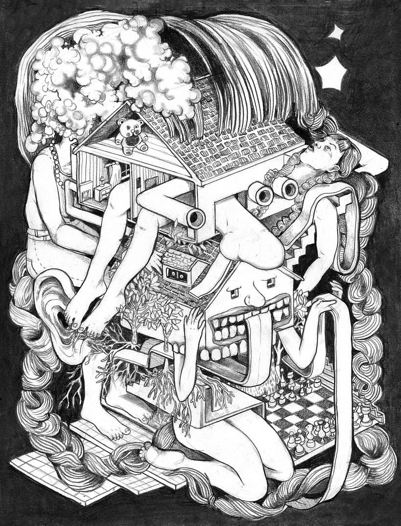 Mój dom, 11 x 14, grafit na papierze