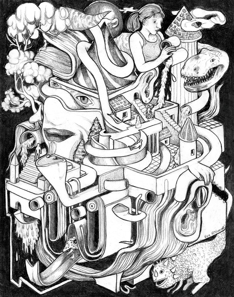 Park Jurajski, 11 x 14, grafit na papierze