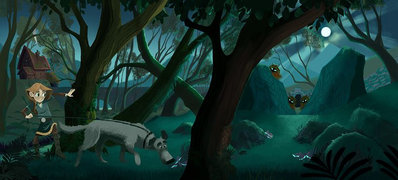 I then used my colour sketch as a reference and created groups for the FG, MG and BG elements.