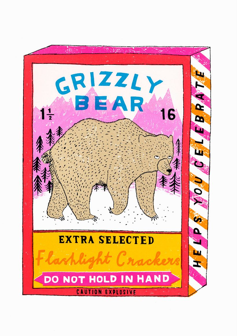 Celebration Bear (Oh Yeah)! - 9 colour screen print with glow in the dark stars