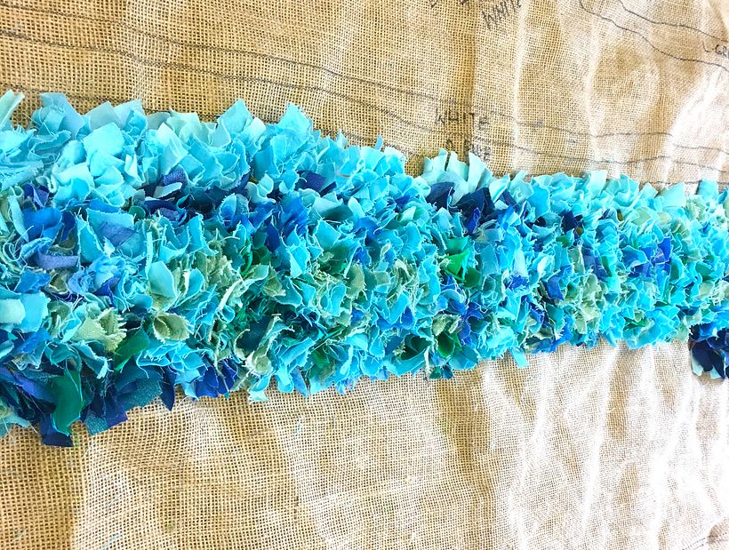 Here you can see the work in progress rug as it was building up. 