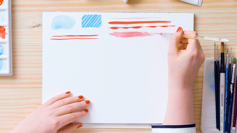 Posibilidades de trazo con pincel de punta redonda. 